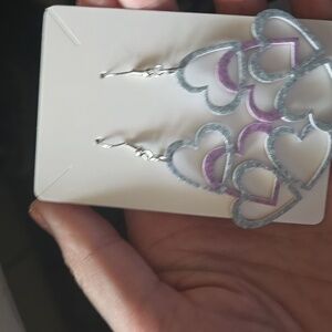 Resin hearts green and purple Hand Crafted